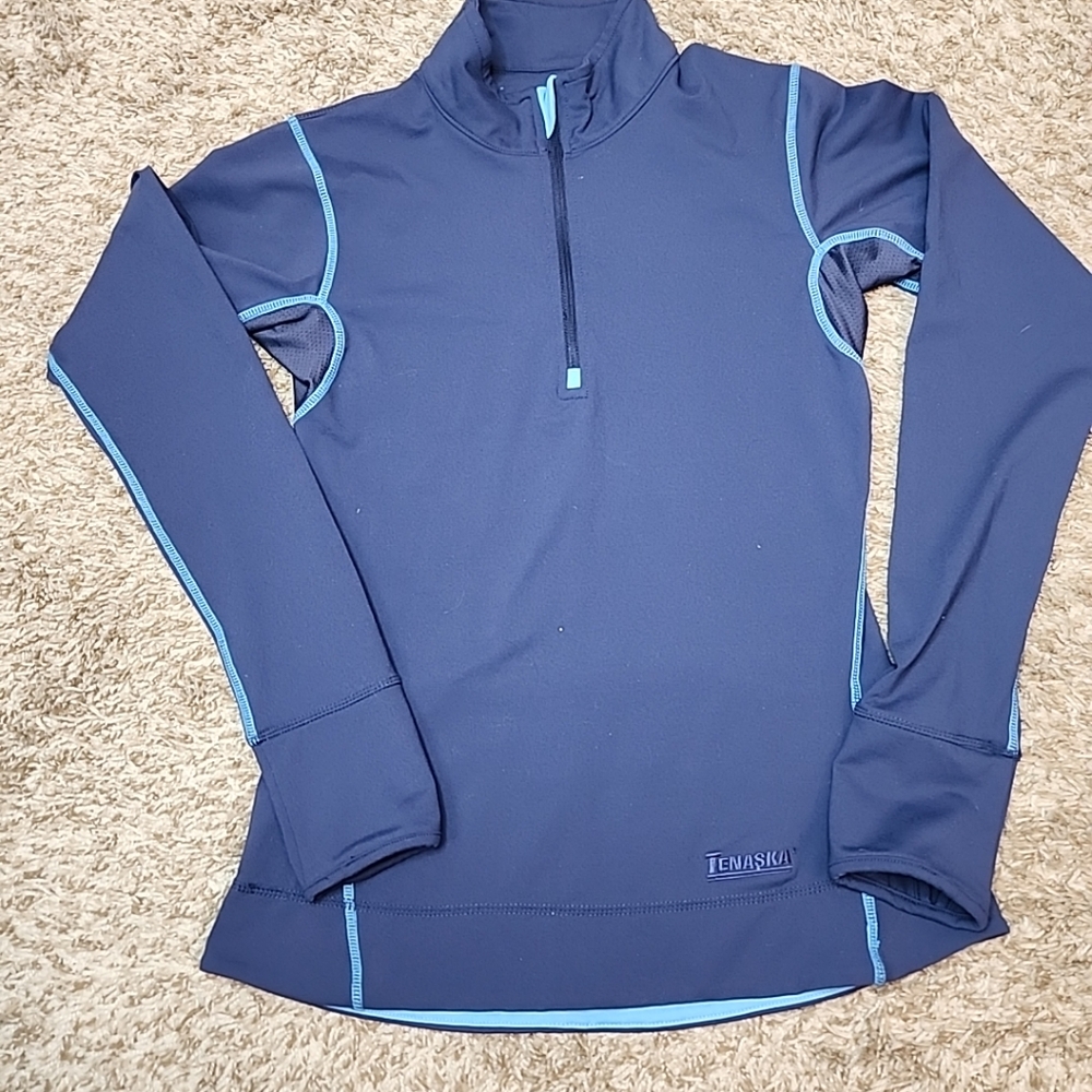 alo COOL FIT   Blue 1/4 Zip Women's Long Sleeve,ACTIVEWEAR Shirt SZ Small